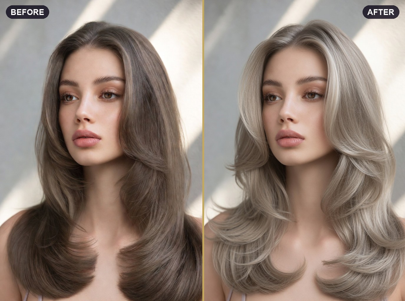 Brassy → cool ash blonde correction