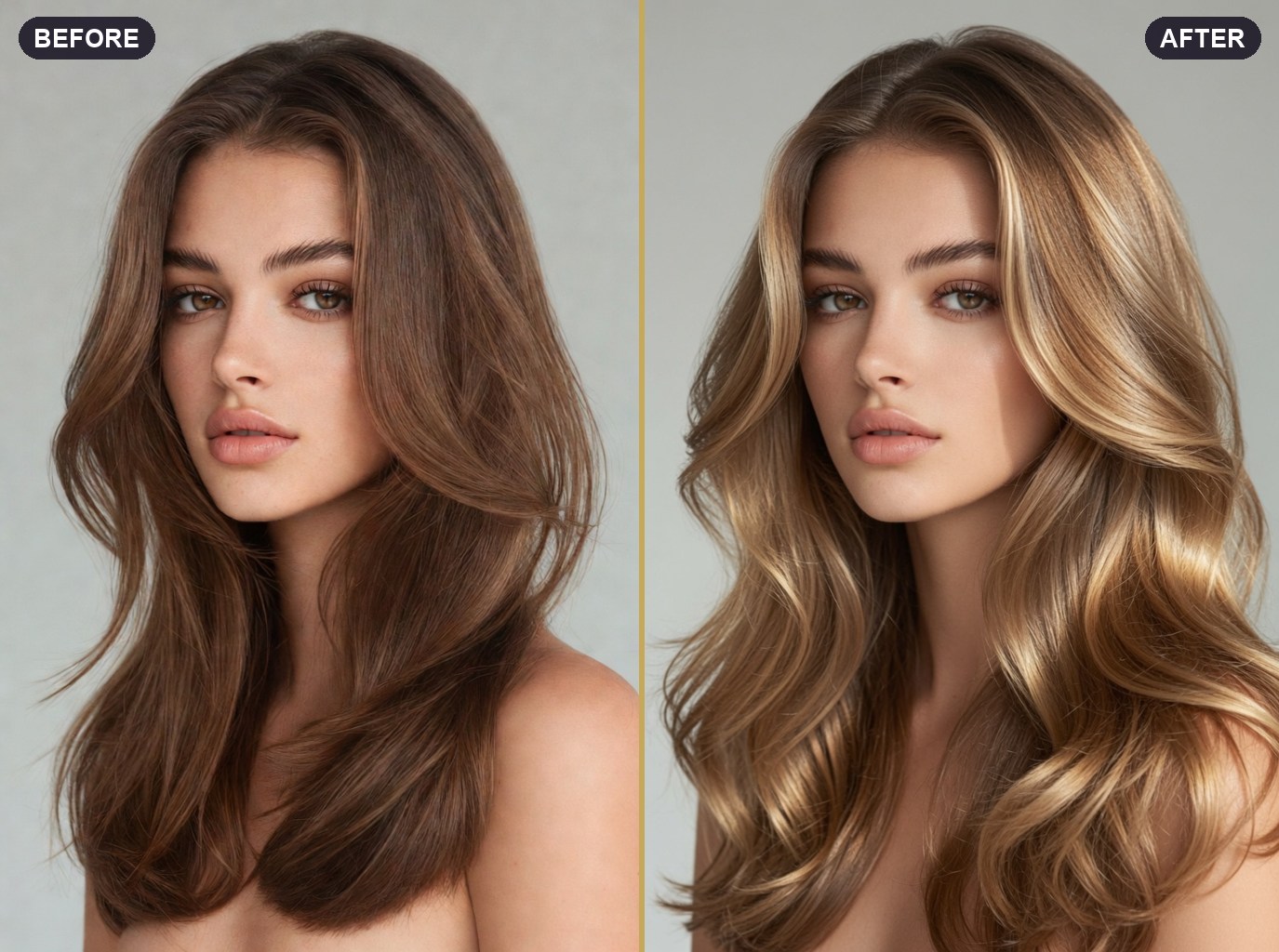 Grown-out → sun-lit bronde